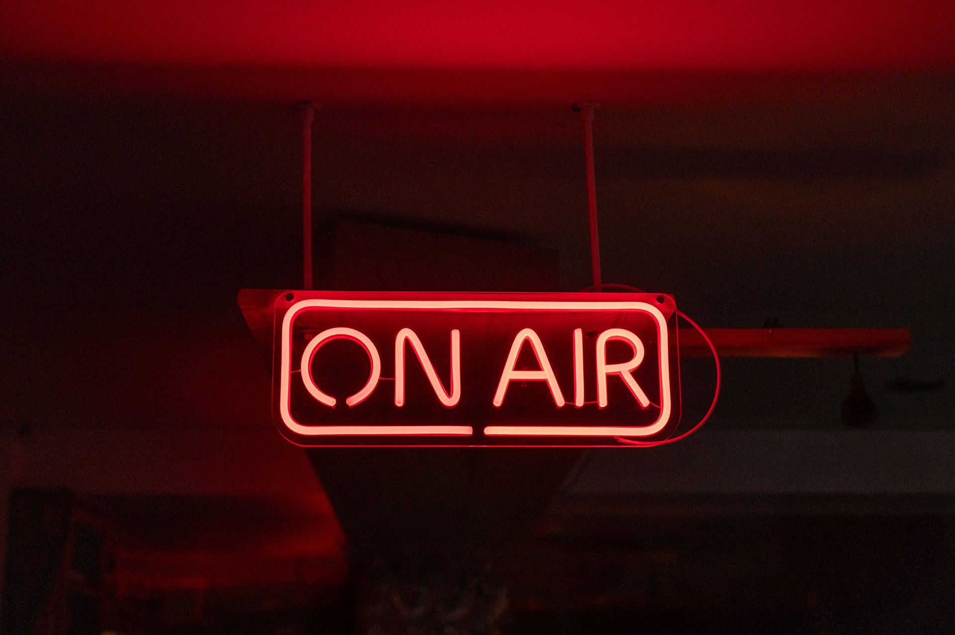 Red neon 'On Air' sign